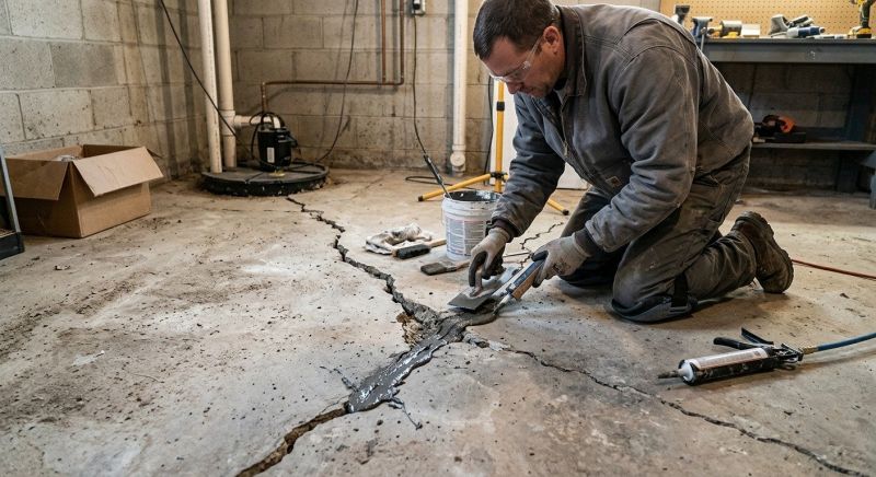 Cracked Basement Floor Repair in Madison, CT