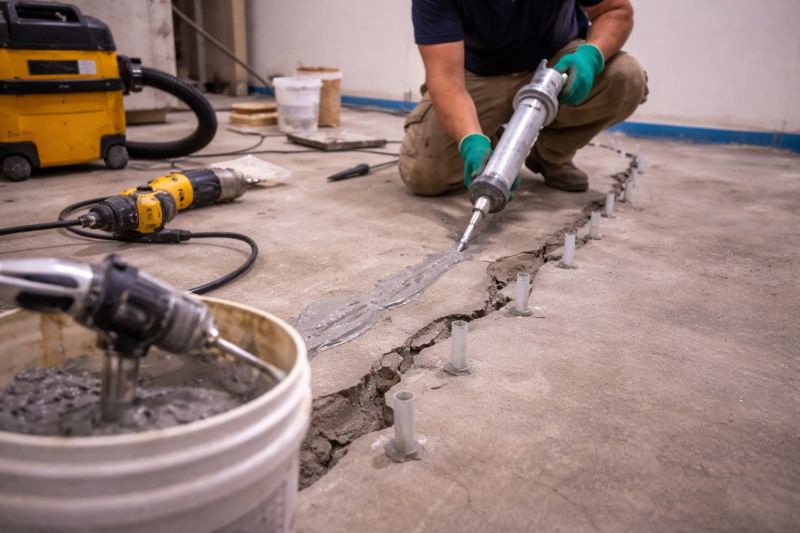 Cracked Basement Floor Repair in Madison, CT