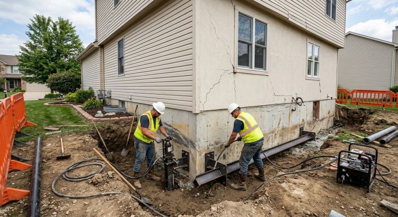 Sinking Foundation Repair in South Glastonbury, CT